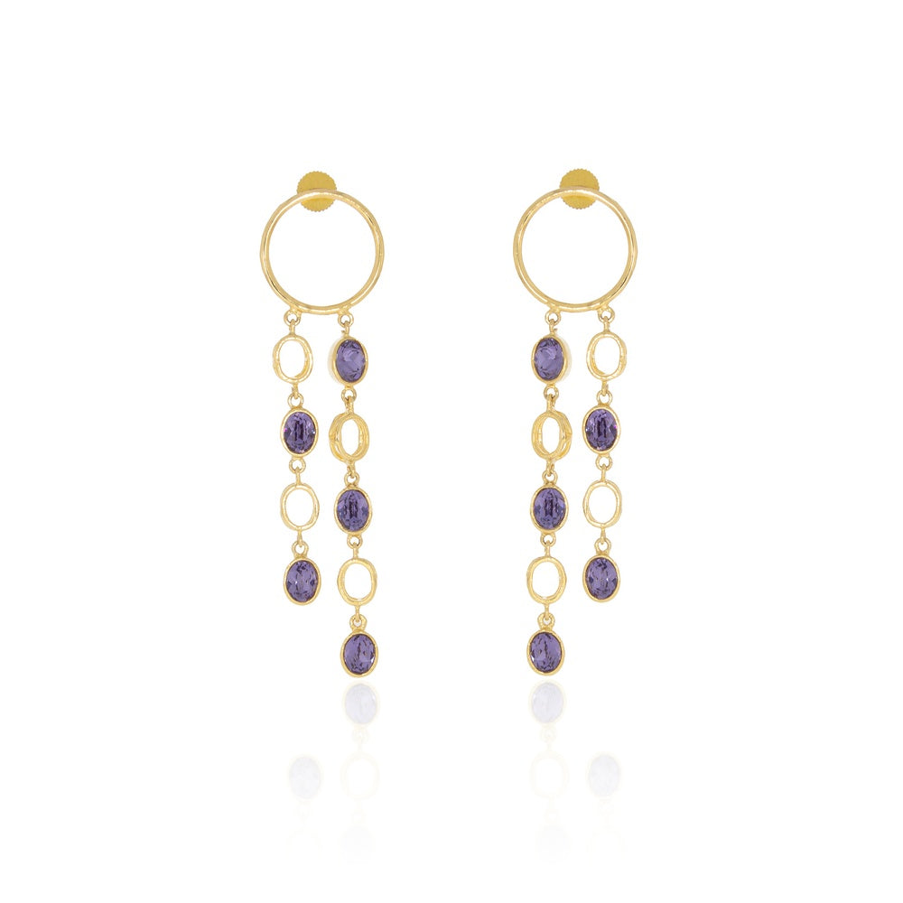 Oval Dangler Earrings - Tanzanite Blue
