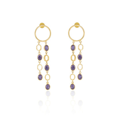 Oval Dangler Earrings - Tanzanite Blue