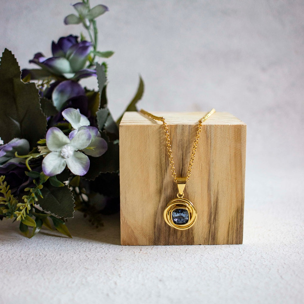 Knot Pendant Necklace - Denim Blue