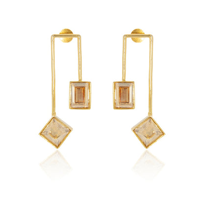 Matched Parallel Earrings - Golden Crystals