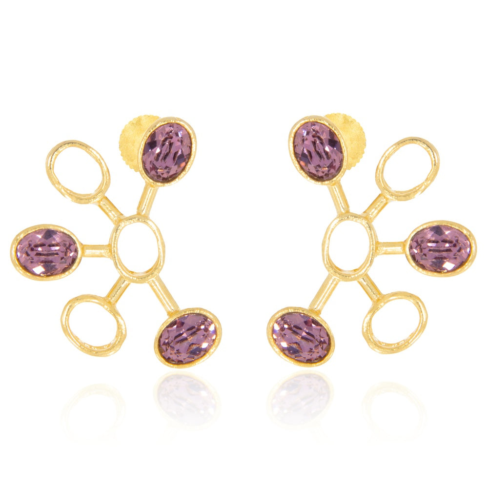 Molecular Stud Earrings - Dark Pink