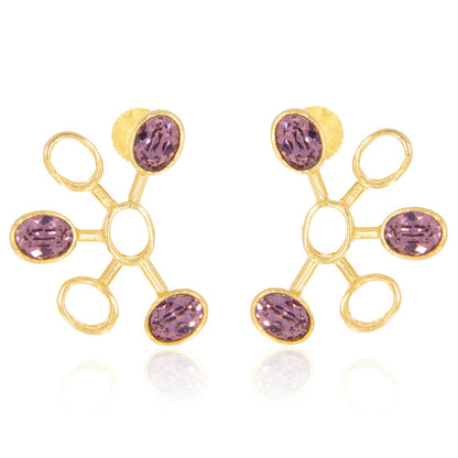 Molecular Stud Earrings - Dark Pink